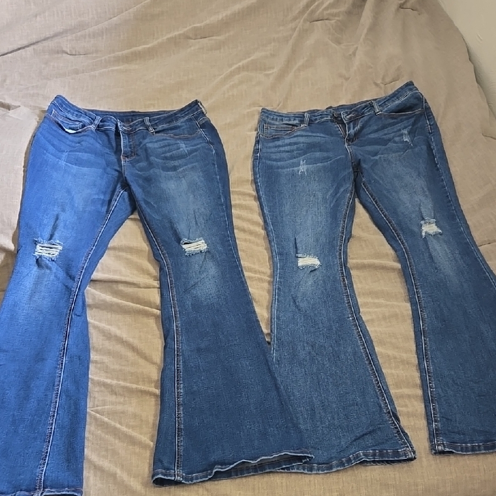 2 Pair Blue Flared Women Jeans